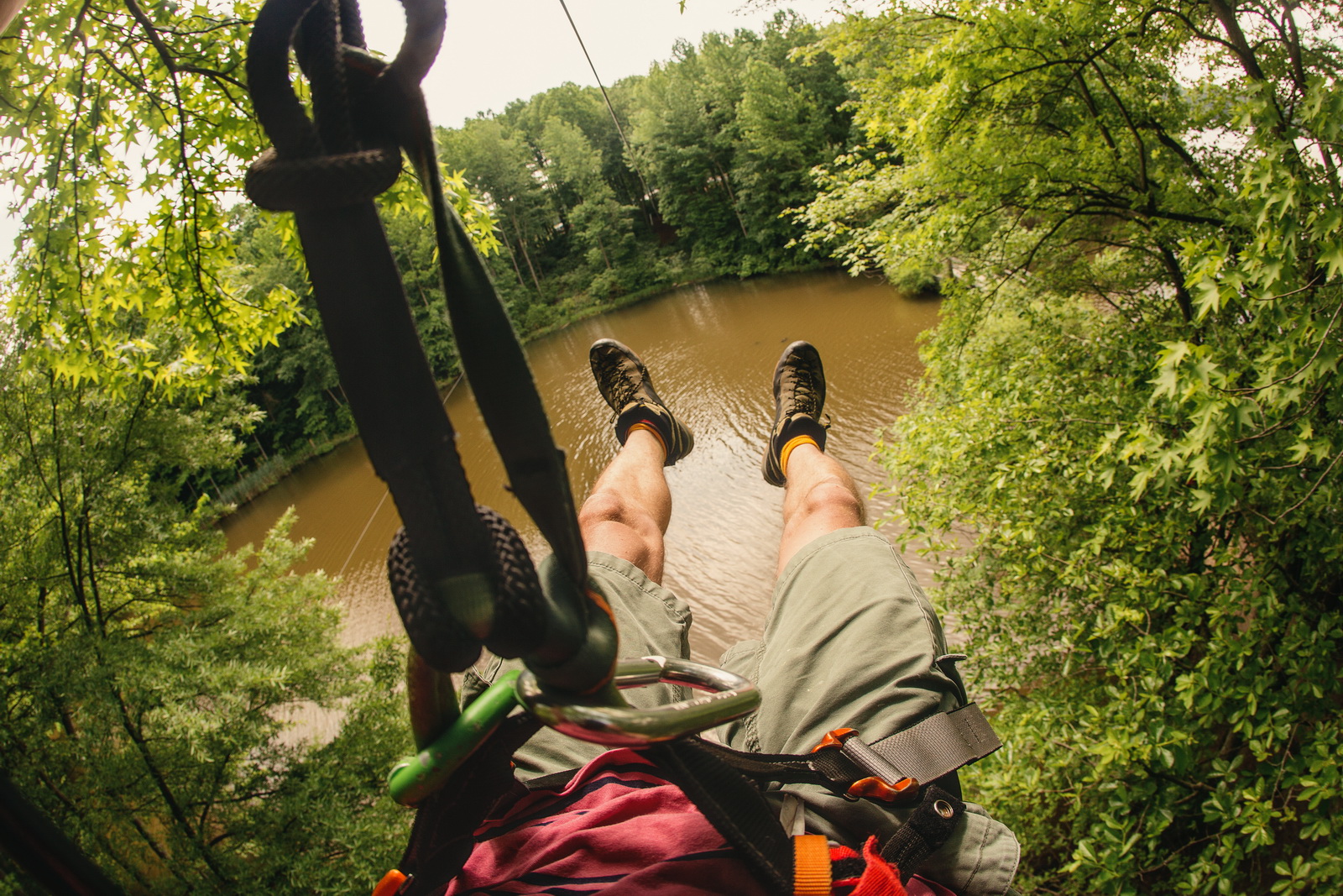 Ziplining at Go Ape Treetop Adventure Course at Lums Pond State Park